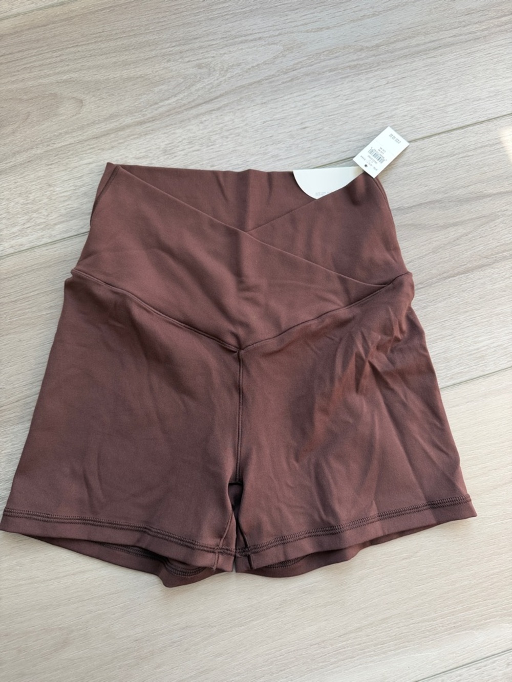 Aerie High-Waist V-Front Active Shorts — Chocolate Brown